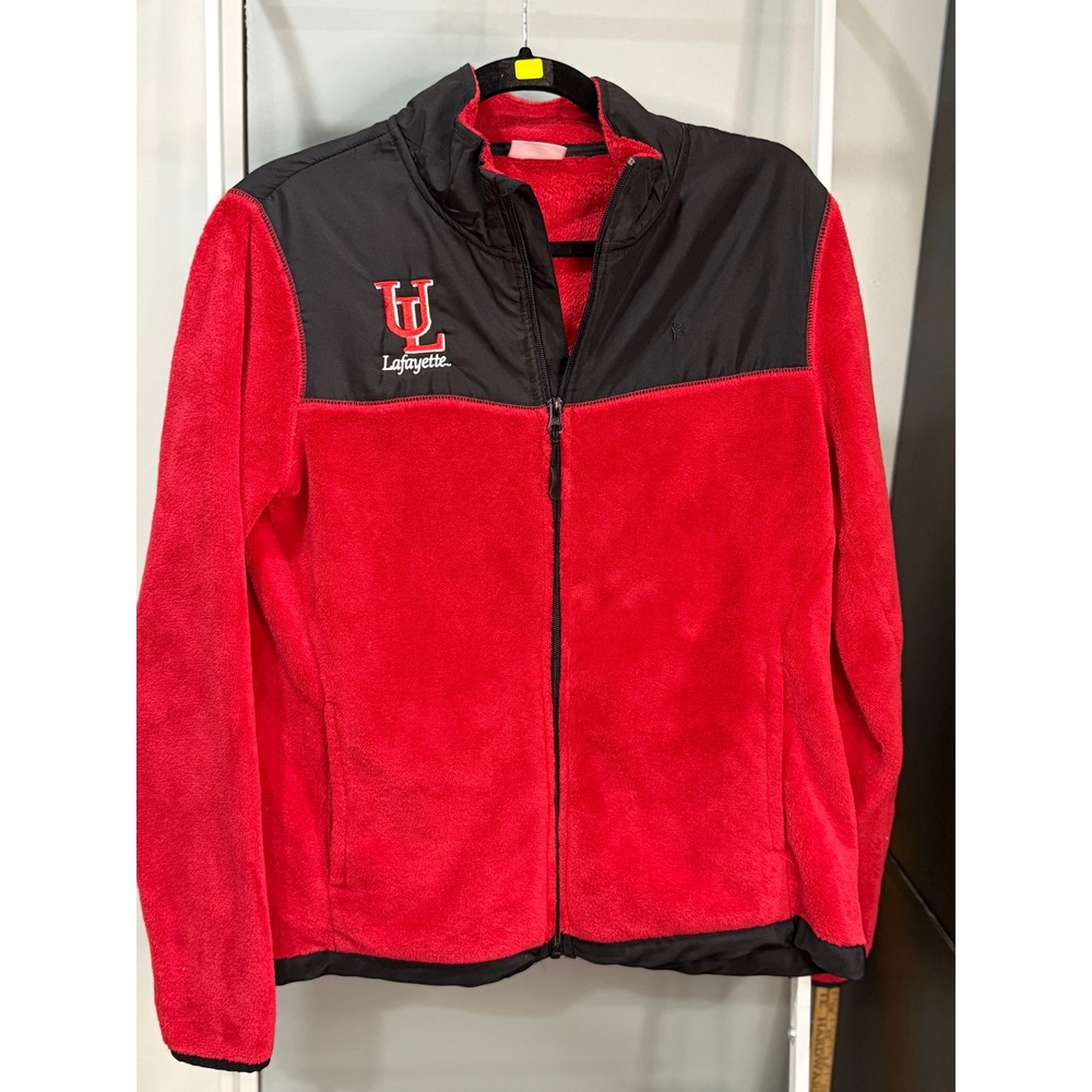 Danskin Now UL Lafayette Ragin Cajuns Fleece Jacket Red Black L Gorpcore College